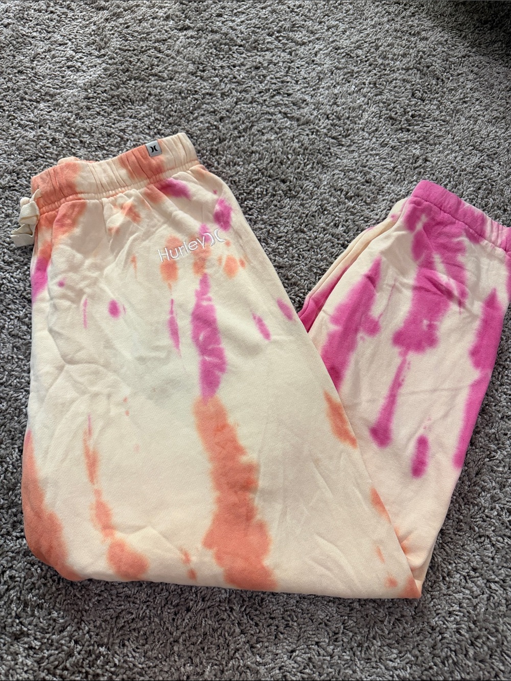 Hurley Womens Tie-Dye Jogger Bottoms in Pink & Orange